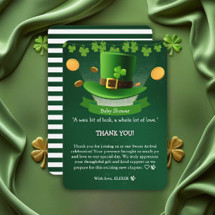 St. Patrick's Day Hat Shamrock Guld Baby Shower Tack Kort