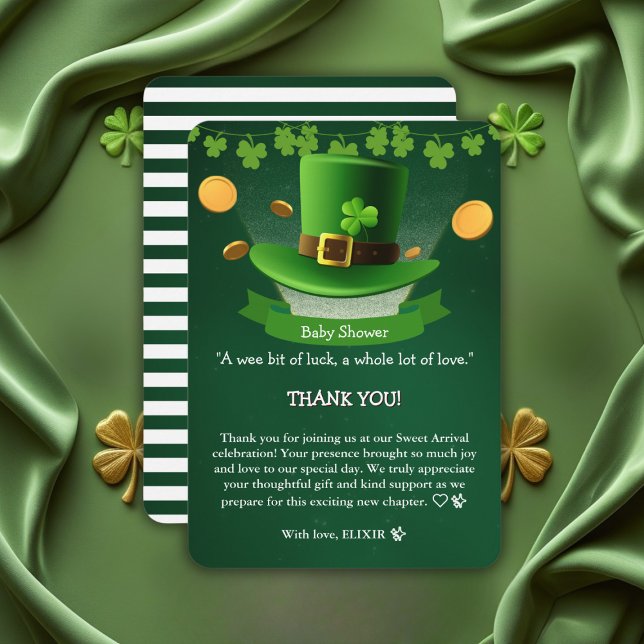 St. Patrick's Day Hat Shamrock Guld Baby Shower Tack Kort (Skapare uppladdad)