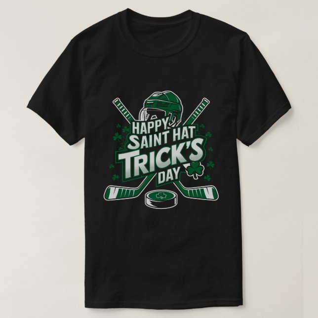 St. Patrick's Day Hat Trick Ice Hockey St. Patrick T Shirt (Design framsida)