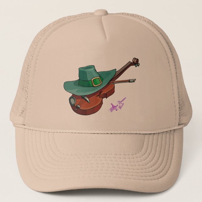 St. Patricks Day Hat & Violin Truckerkeps (Framsida)