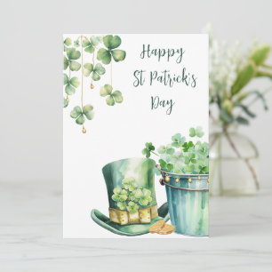 St Patricks Day-hatt och klöver Julkort