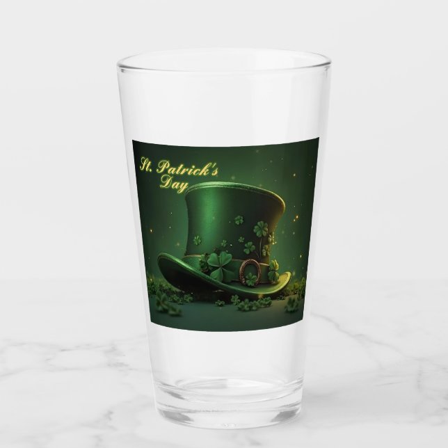 St. Patrick's Day-hatt och Shamrock-design Glaskopp (Framsida)