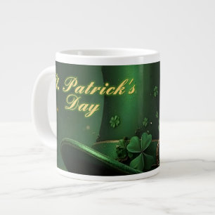 St. Patrick's Day-hatt och Shamrock-design Jumbo Mugg