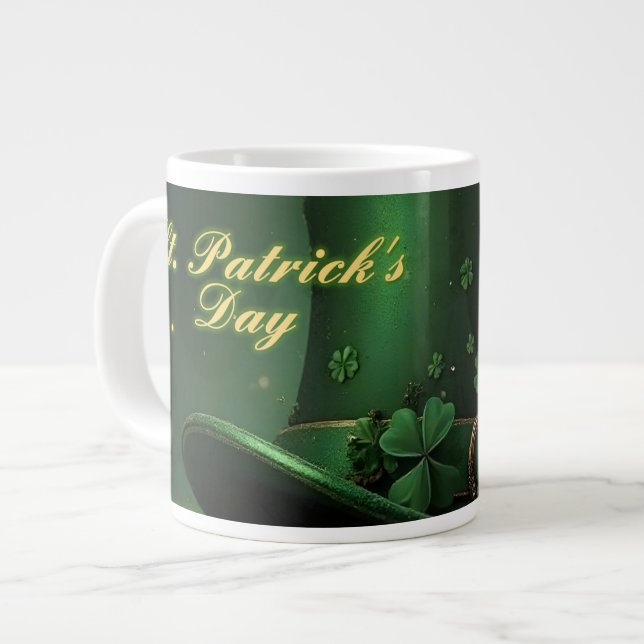 St. Patrick's Day-hatt och Shamrock-design Jumbo Mugg (Framsida vänster)