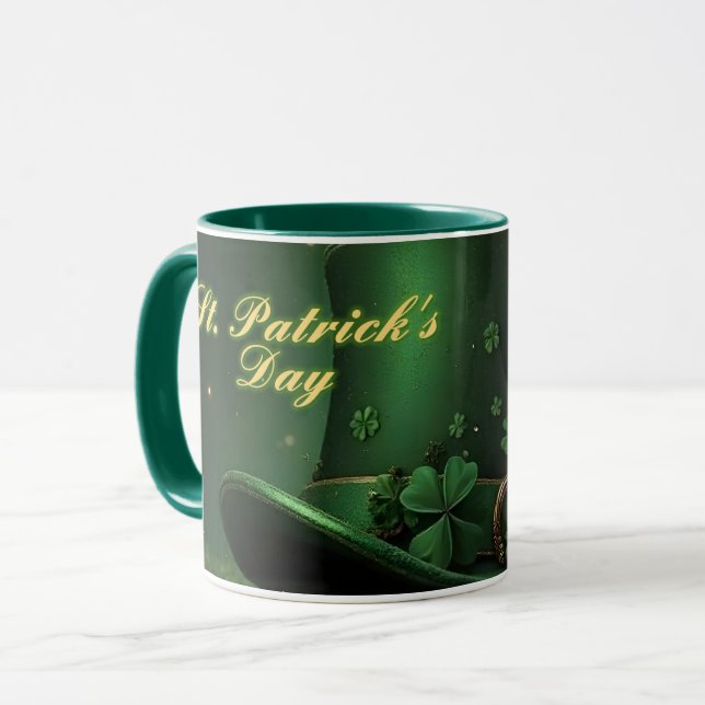 St. Patrick's Day-hatt och Shamrock-design Mugg (Framsida vänster)