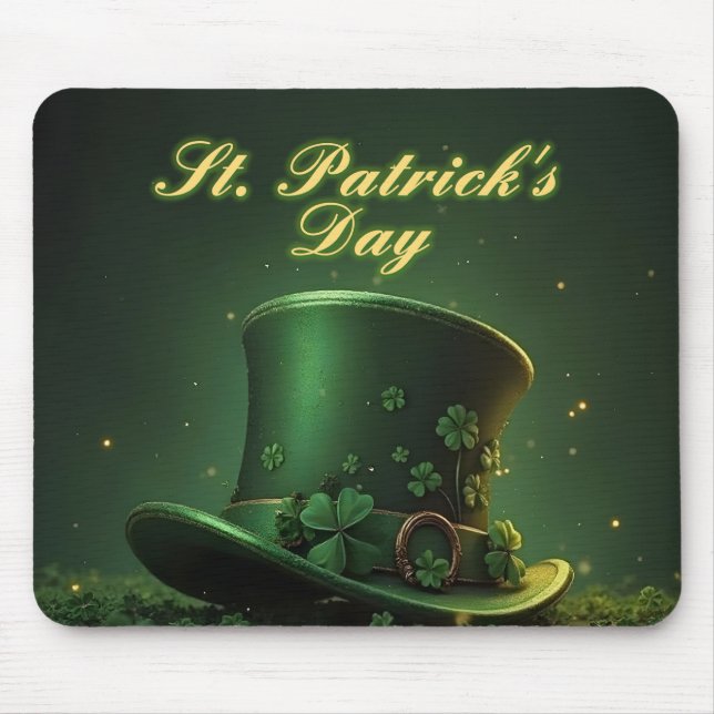 St. Patrick's Day hatt och Shamrock-design Musmatta (Framsidan)