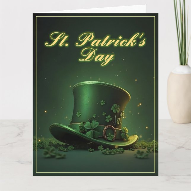 St. Patrick's Day-hatt och Shamrock-design Tack Kort (Framsida)