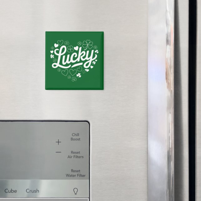 St patrick's day Heart Lucky Klöver Shamrock Magnet (In Situ (Fridge))