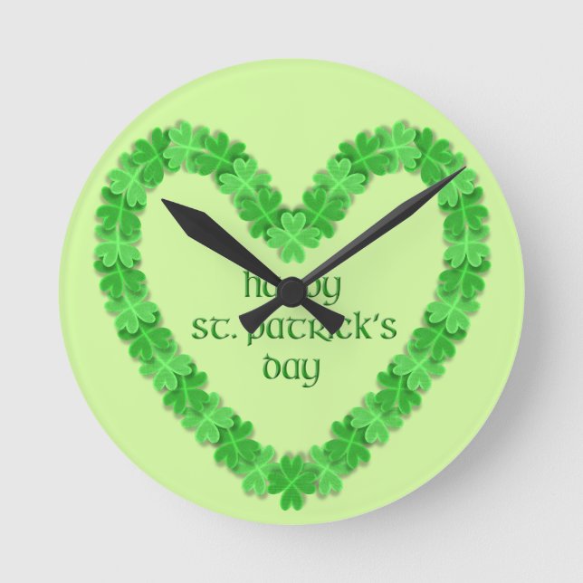 st patrick's day Heart Rund Klocka (Framsida)