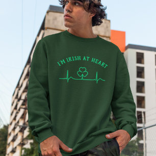St Patricks Day Heartbeat Tröja Anpassad Text Lång Ärmad Tröja