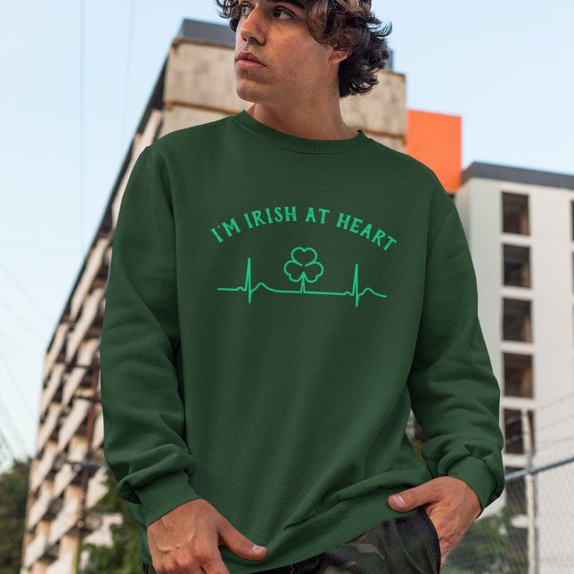 St Patricks Day Heartbeat Tröja | Anpassad Text Lång Ärmad Tröja (Skapare uppladdad)