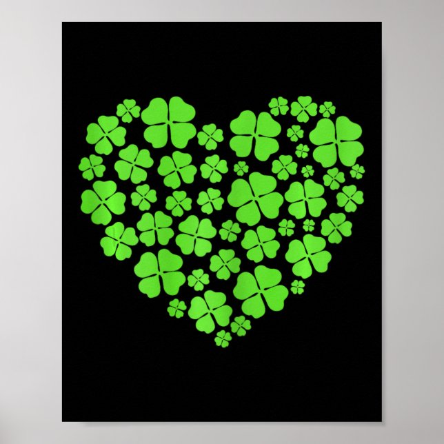 St patricks day Hearts Shamrock Klöver Women Girls Poster (Framsidan)