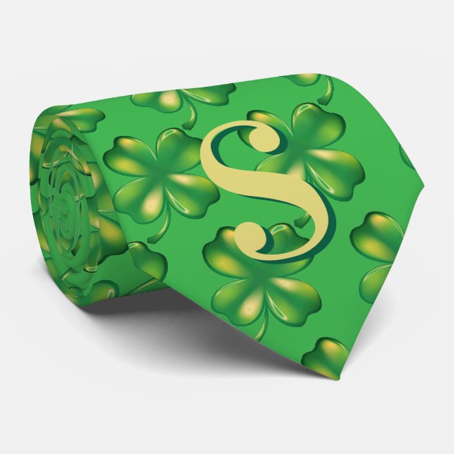 St. Patrick's Day Herr Monogram Grön Shamrock Slips (Rullad)