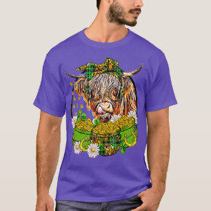 St patricks day Highland Cow Funny Highland Heifer T Shirt