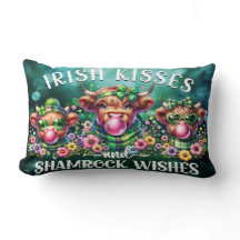 St. Patrick's Day Highland Cow Lumbar Pillow