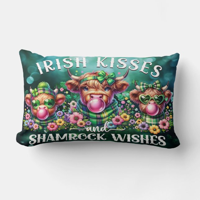 St. Patrick's Day Highland Cow Lumbar Pillow Lumbarkudde (Framsida)