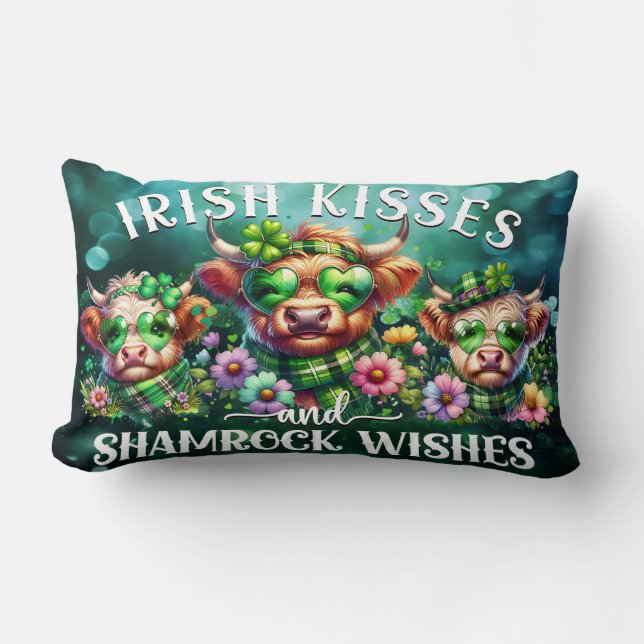 St. Patrick's Day Highland Cow Lumbar Pillow Lumbarkudde (Framsida)