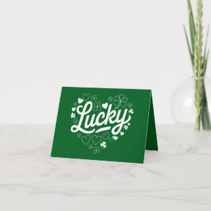 St Patricks Day Hjärt Lucky Clover Shamrock Kort