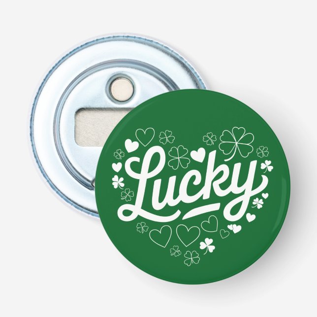 St Patricks Day Hjärt Lucky Klöver Shamrock  Flasköppnare (Framsidan)