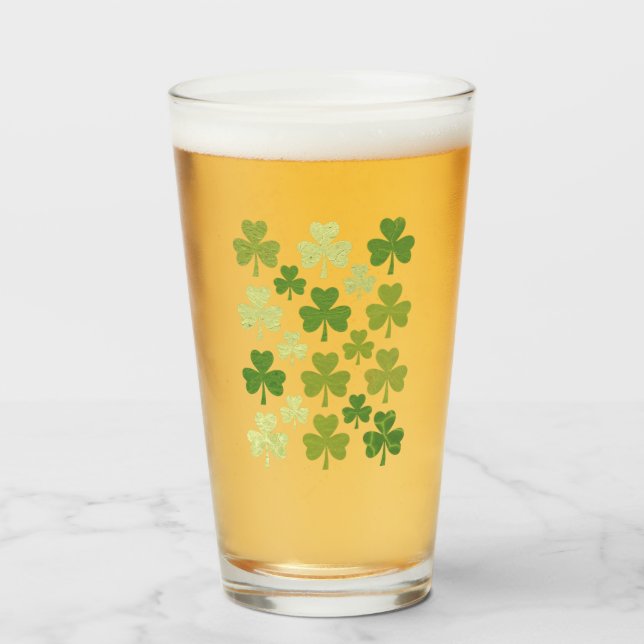 St Patricks Day Hjärt Lyckligt Klöver Shamrock  Glaskopp (Framsida fylld)