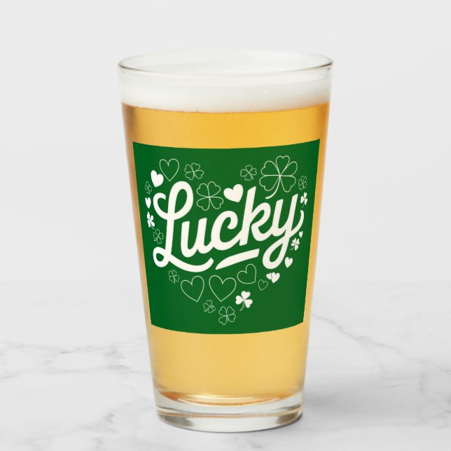 St Patricks Day Hjärt Lyckligt Klöver Shamrock  Glaskopp (Framsida fylld)