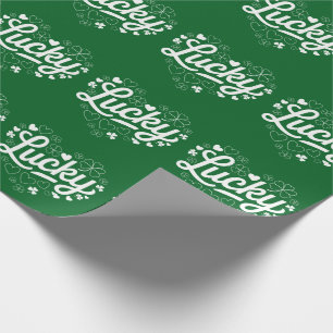 St Patrick's Day Hjärt Lyckligt Klöver Shamrock Presentpapper