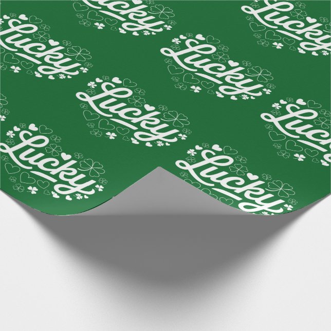 St Patrick's Day Hjärt Lyckligt Klöver Shamrock  Presentpapper (Hörn)
