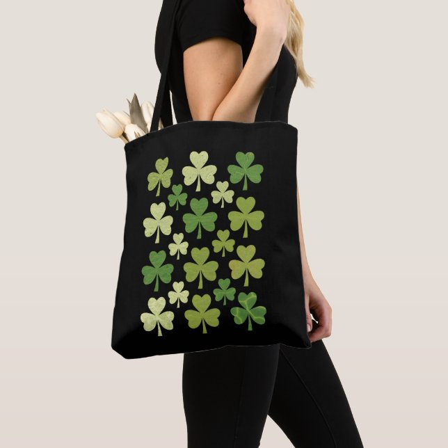 St Patricks Day Hjärt Lyckligt Klöver Shamrock  Tygkasse (Närbild)
