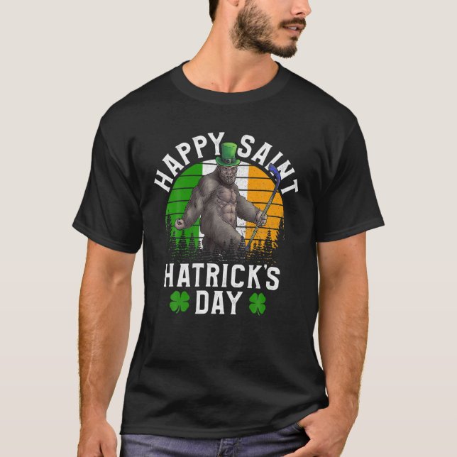 St patrick's day Hockey Lycklig Saint Hatricks dag T Shirt (Framsida)