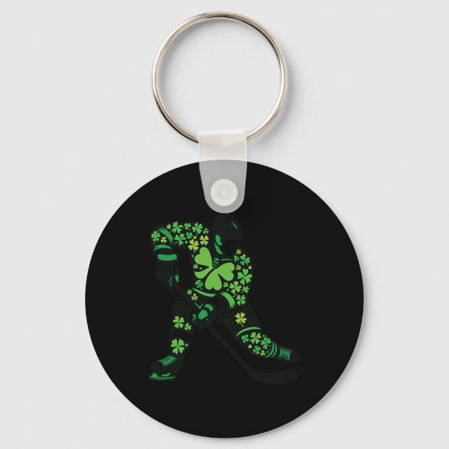 St Patricks Day Hockey Player - Shamrock Spirit Sp Nyckelring (Framsida)
