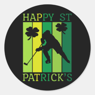 St patricks day Hockey Player St Puttricks Ice Hoc Runt Klistermärke