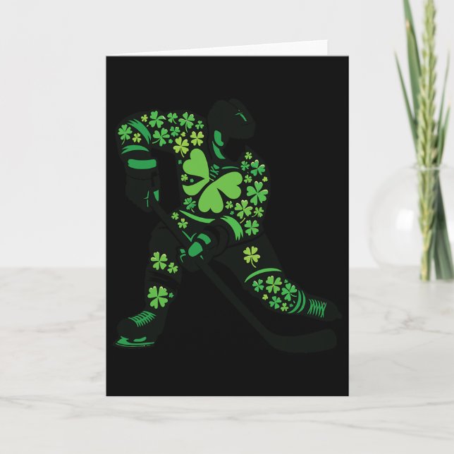 St Patricks Day Hockeyspelare - Shamrock Spirit Sp Kort (Framsida)