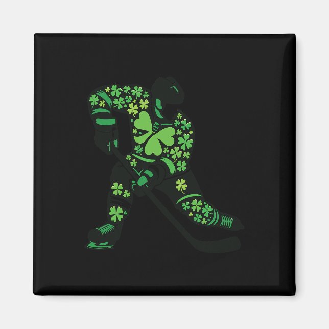 St Patricks Day Hockeyspelare - Shamrock Spirit Sp Magnet (Framsidan)