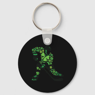St Patricks Day Hockeyspelare - Shamrock Spirit Sp Nyckelring
