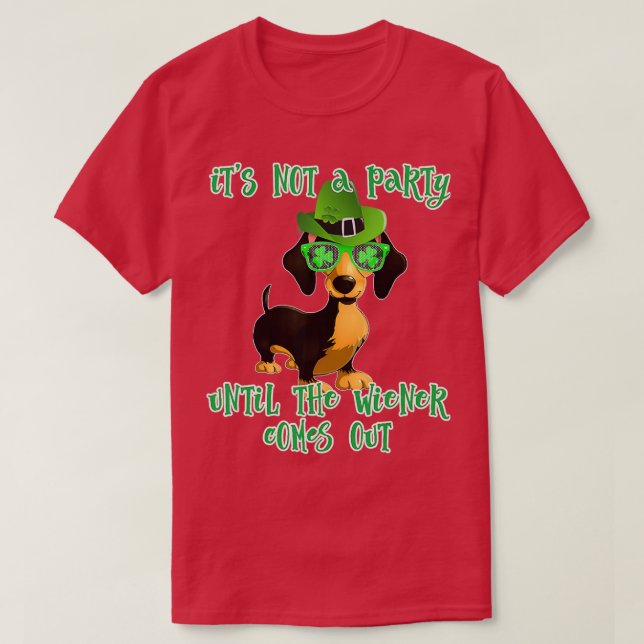 St patricks day Hund Dachshund Wiener Beer Gift T Shirt (Design framsida)