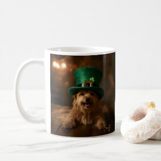 St. Patrick's Day Hund i Leprechaun Hat Kaffemugg