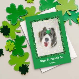 St. Patrick's Day Hund Lucky Grönt Shamrock Helgkort
