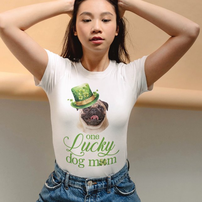 St patrick's day Hund med Hat Mamma Anpassningsbar T Shirt (Skapare uppladdad)