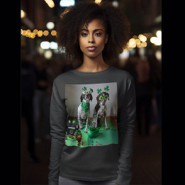 St. Patrick's Day Hundar Party Dam Långärmad T-shirt