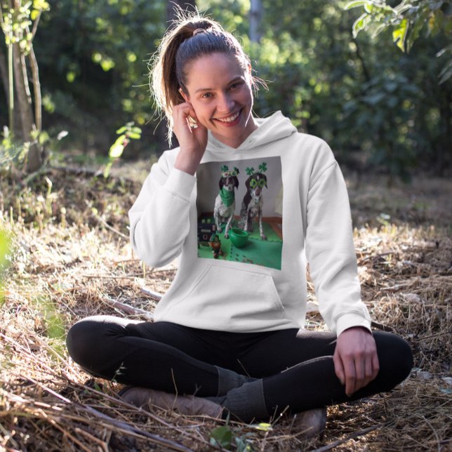 St. Patrick's Day Hundar Party Dam Tröja (St. Patrick's Day Dogs Party Ladies Hoodie)