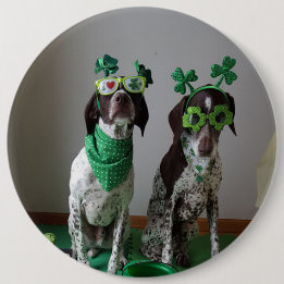 St. Patrick's Day Hundar Party Large Round Button Knapp