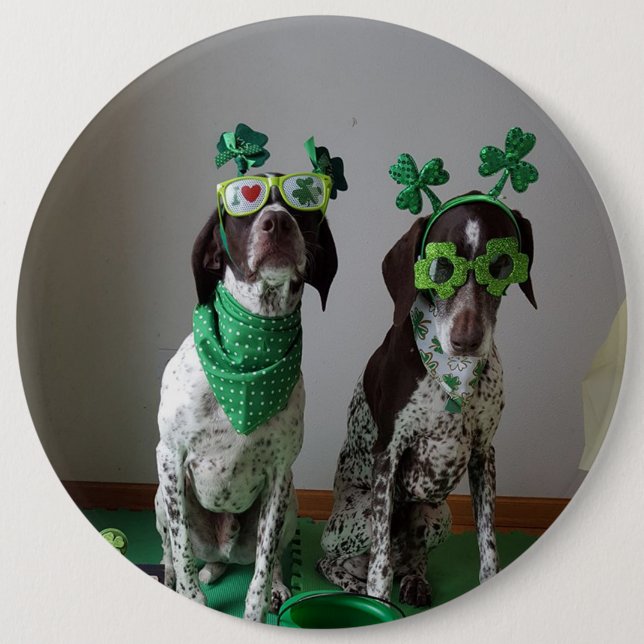 St. Patrick's Day Hundar Party Large Round Button Knapp (Framsida)