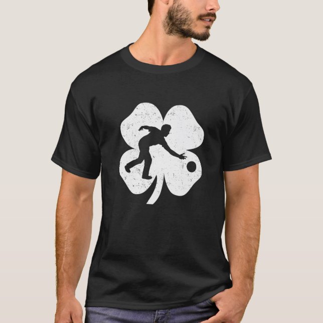 St. Patricks Day Ireland Bowling Retro Shamrock Ir T Shirt (Framsida)