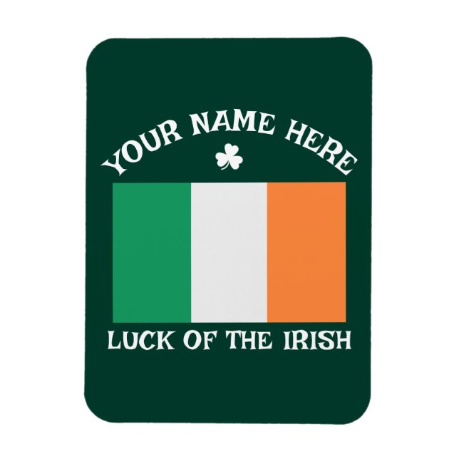 St Patrick's Day Ireland Flag Custom Name Shamrock Magnet (Vertikal)