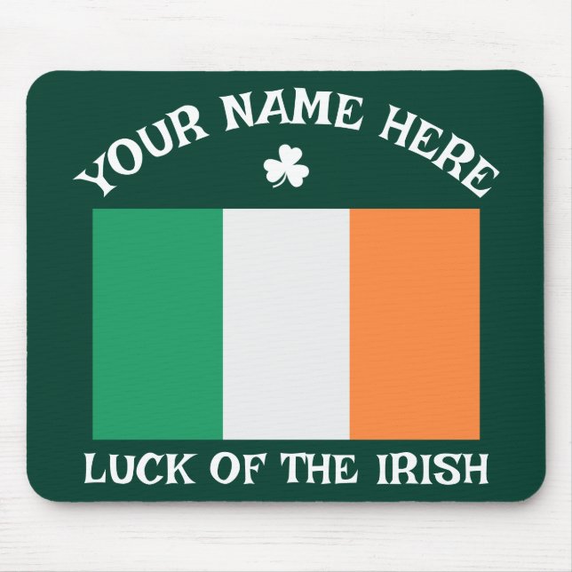 St Patrick's Day Ireland Flag Custom Name Shamrock Musmatta (Framsidan)