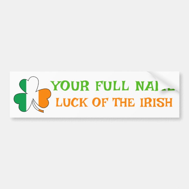 St Patrick's Day Ireland Flag Shamrock Custom Name Bildekal (Framsidan)