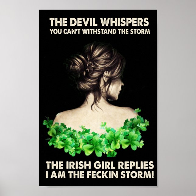 st patricks day ireland Irish Girl Reply shamrock Poster (Framsidan)