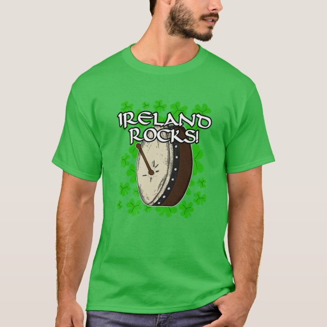 St Patricks Day Ireland Rocks Irish Bodhran Drums T Shirt (Framsida)