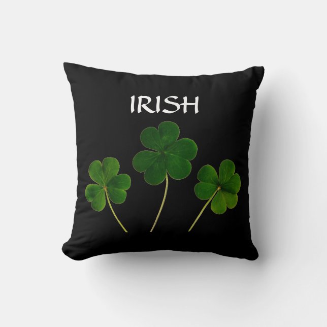 St patrick's day Irish 2020 Grönt Shamrock Black Kudde (Framsida)