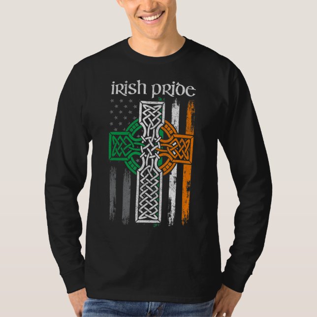 St patricks day Irish American Flagga Celtic Tshir T Shirt (Framsida)